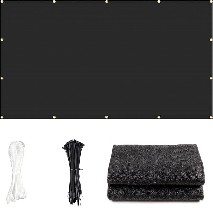 Cool Area Sun Shade Cloth with Grommets 3/4/6/8/10/12/16/20 FT Shade Panel Shade Tarp Screen Fabic for Outdoor Patio Pergola Cover Deck Garden, 10x12 FT, Black