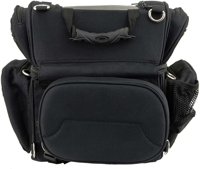 Milwaukee Leather MP8170 Medium Black '5 Pocket' Textile Motorcycle Double Barrel Sissy Bar Rack Bag - Medium