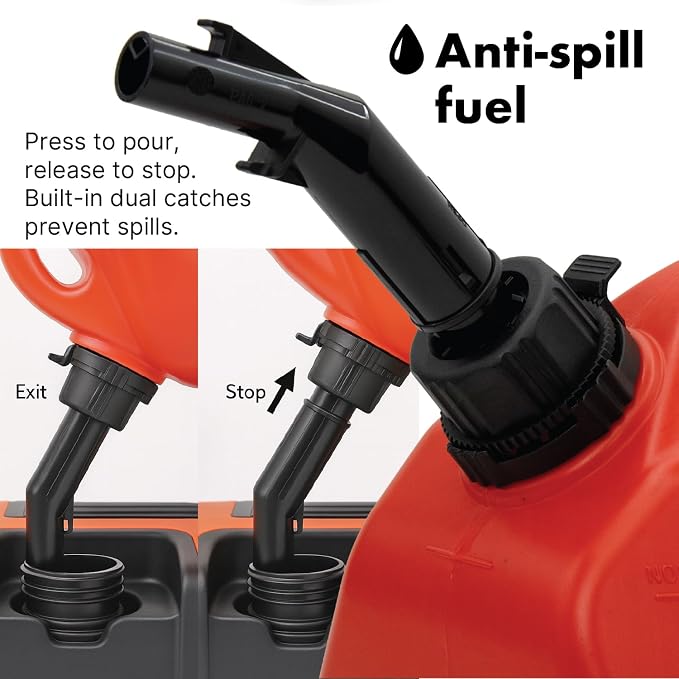 LAUCO Portable Fuel Tank, Gas Container, 1.5 Gallon Gas & Diesel Container with Transfer Hose and Nozzle, Mobile Fuel Storage for Boats, Docks, Farm, Shop & Garage 87252