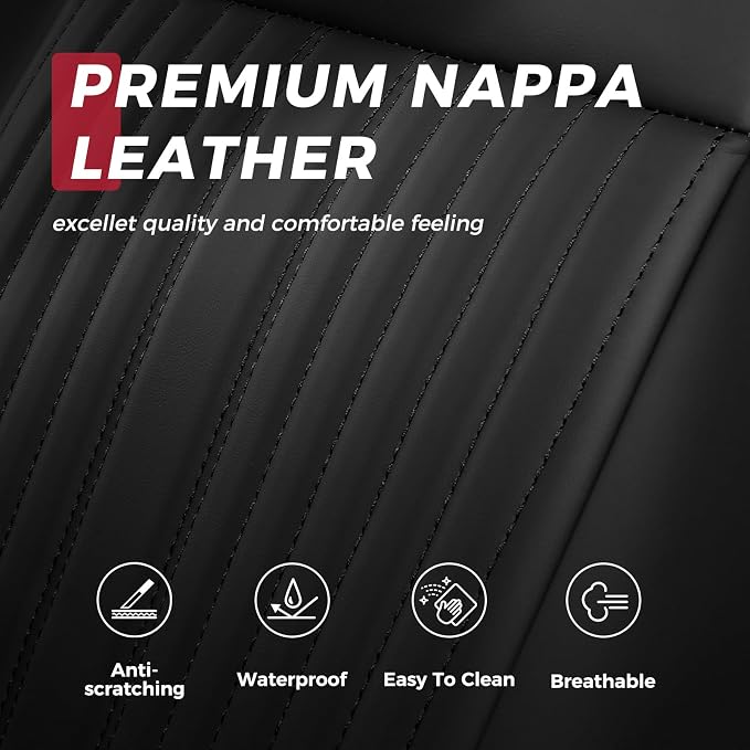 FREESOO Custom Fit Toyota Tacoma Seat Covers Full Set, Full Coverage Waterproof Leather Seat Covers, Double Cab Sr,Sr5,TRD Sport,TRD Off-Road,Limited, Seat Covers for Cars Seat Protector