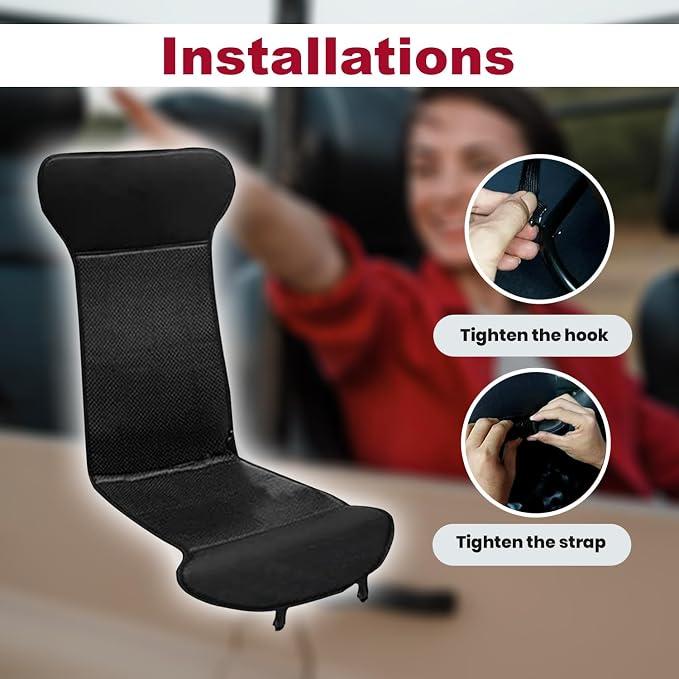 ZONETECH Car Seat Cover Travel Seat Cushion, Universal Classic Black Comfortable Breathable Leather Car Seat Covers