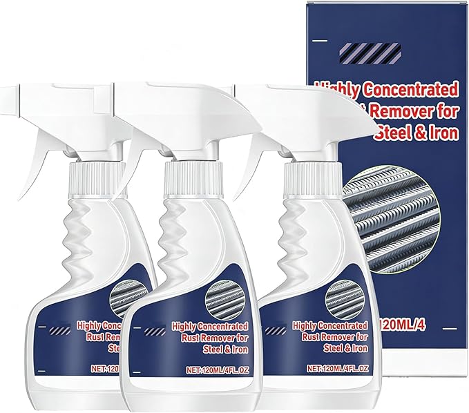 Highly Concentrated Rust Remover for Steel & Iron, Fast Acting Metal Rust Removal Spray, Heavy Duty Rust Stain Cleaner for Tools, Automotive Parts, Bolts, Chains, Wheels – 120ml