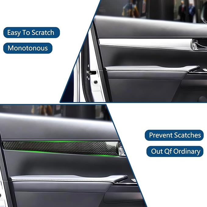 4Pcs Inner Door Molding Trim, Imitation Carbon Fiber Interior Door Panel Decor Accessories Compatible with Toyota Hilux 2016-2025
