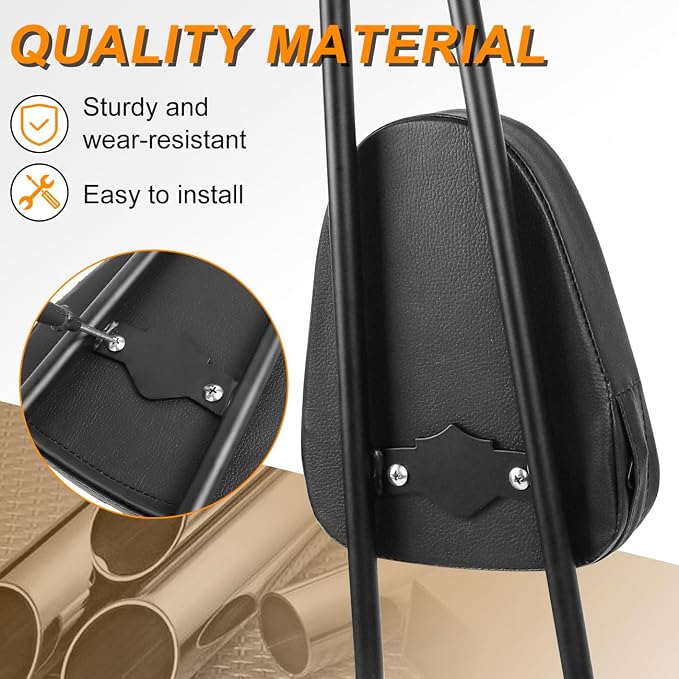 AUFER Detachable Black Passenger Backrest Sissy Bar With Back Rest Pad Compatible With For Harley Dyna Street Bob Super Glide Low Rider Wide Glide FXD FXDB FXDC FXDL FXDWG FXDSE 2006-UP