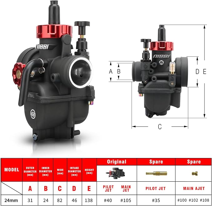 NIBBI 24mm Carburetor Kit for Predator 212 Coleman Predator 212cc 196cc 224cc Engine Mini Bike Go Kart Performance Parts
