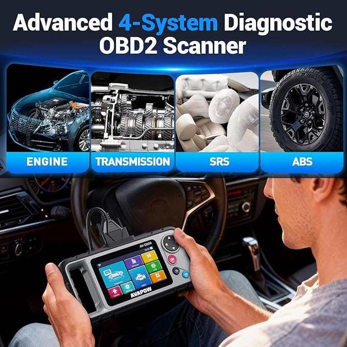AVAPOW AV-D600 4 Systems OBD2 Scanner Engine/Transmission/SRS/ABS Diagnostic Tool, Oil Reset/EPB Reset/Battery Match, Car Code Reader with Auto VIN, WiFi Lifetime Update, Compatible with 7000+ Cars
