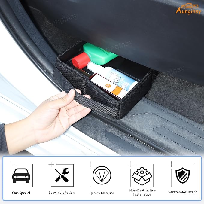 Aunginsy 2PCS Front Row Under Seat Storage Bags Compatible with Toyota Tundra 2022-2025 2026, Car Driver or Passenger Underseat Hidden Organizer Tray Storage Bag Tool Box with Handle Accessories