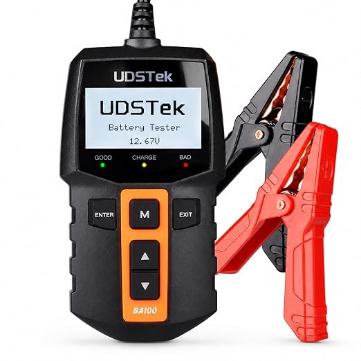 BA100 12V Car Battery Tester, 100-2000 CCA Automotive Load Tester | Diagnose 12V battery, cranking & alternator charging system. Works for cars, motorcycles, trucks, boats, RVs and ATVs.