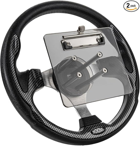 NOKINS 12.5" Universal Golf Cart Steering Wheel&Scorecard Holder, Fit EZGO TXT/RXV/Club Car DS/Precedent/Yamaha, Most Golf Carts (Carbon Fiber Black)