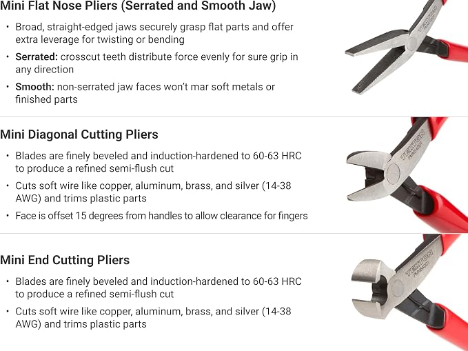 TEKTON Mini Pliers Set with Roll, 8-Piece | PMN99910