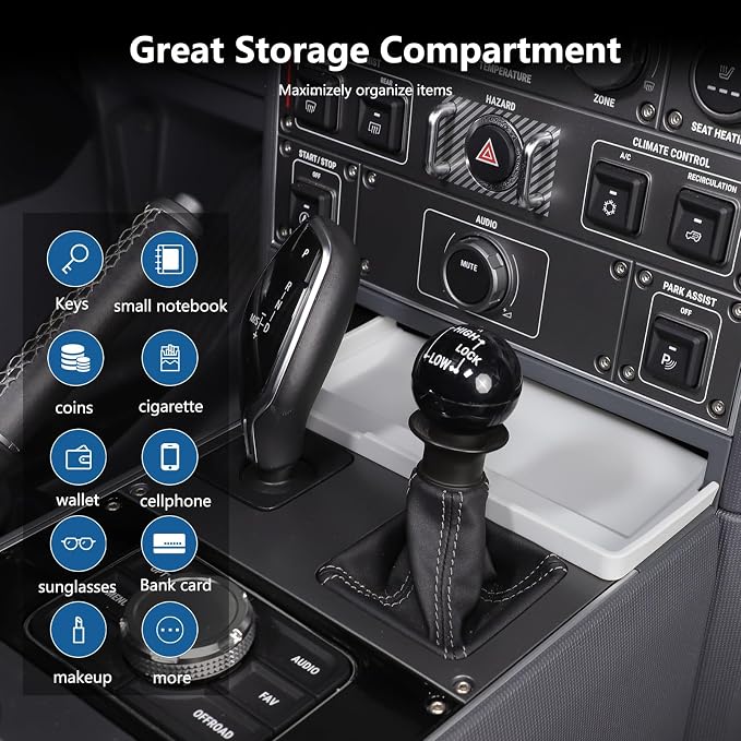 Car Center Console Storage Tray Compatible with Ineos Grenadier 2022-2025 Shift Storage Box Tray Non-Slip Storage Tray Interior Storage Box (Gray)