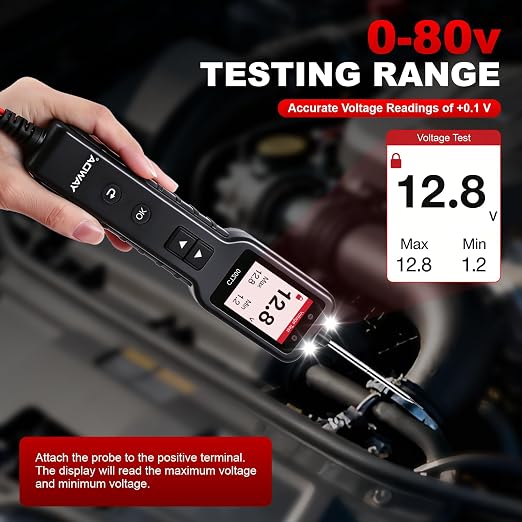 Power Circuit Probe,Colour screen12-24V DC Car Electrical System Diagnostic Test Tool,Electrical Short Open Breaker Circuit Finderand Component Activated，with Multimeter Mode
