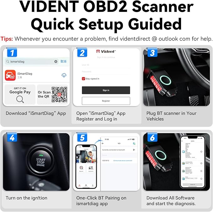 Bidirectional Wireless OBD2 Scanner for iOS & Android, VIDENT iSmartDiag 510 PRO Scan Tool with Lifetime Updates, 28 Resets, All System Diagnostics, Throttle Relearn, ABS Bleeding, EPB, CAN FD for GM