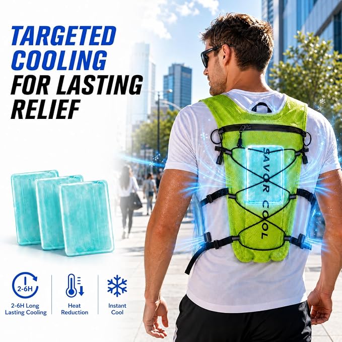 Cooling Hydration Vest with 2L BPA-Free Water Bladder, Running Vest with 3 Removable Cooling Packs, Lightweight Outdoor Hydration Pack for Hot Weather, Hiking, Cycling, Training