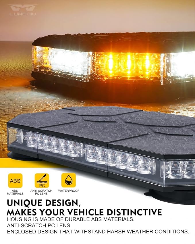 LUMENIX Rooftop Strobe Beacon Lights Bar w/Control Panel and 2PCS 70 Inch Running Board Emergency Strobe Lights Strip Bundle