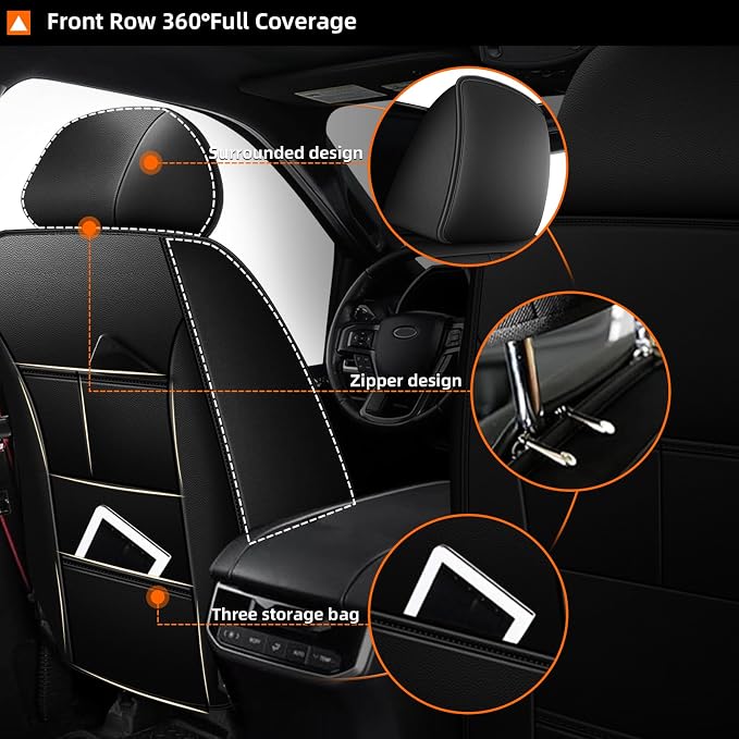 2 Front Car Seat Covers Custom Fit for Toyota Highlander 2020-2024: Waterproof Leather Seat Cushion Comfortable Breathable Compatible Airbag