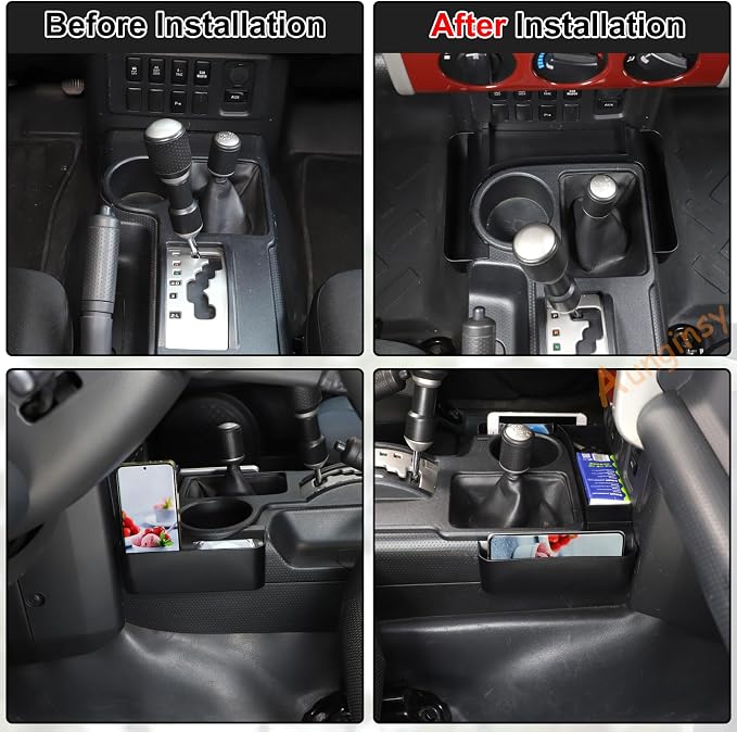 Aunginsy Car Center Console Gear Storage Box Fit Toyot@ FJ Cruiser 2007-2024 Car Gear Shift Both Side Storage Box Center Console Organizer Tray Armrest Multifunctional Storage Box Interior Accessories