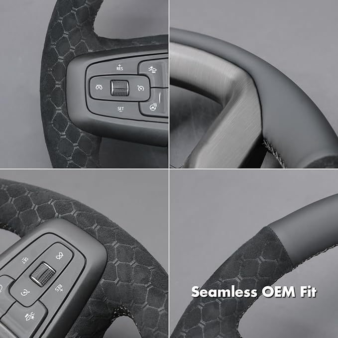 MEWANT Hand Stitch 3D Style Steering Wheel Protector Wrap Cover for GMC Sierra 1500 2019-2023/Sierra 1500 Limited 2022/Sierra 2500 2020-2024/Sierra 3500 2020-2024/Yukon 2021-2023