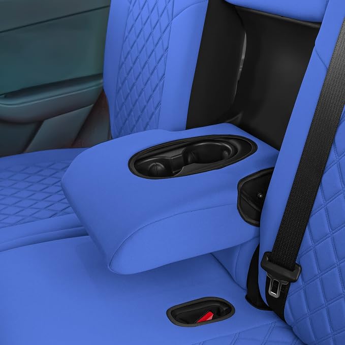 FH Group Custom Fit Car Seat Covers Specifically Made for 2020-2025 Tesla Model Y Ultraflex Neoprene Water Resistant Automotive Seat Covers - Full Set Solid Blue