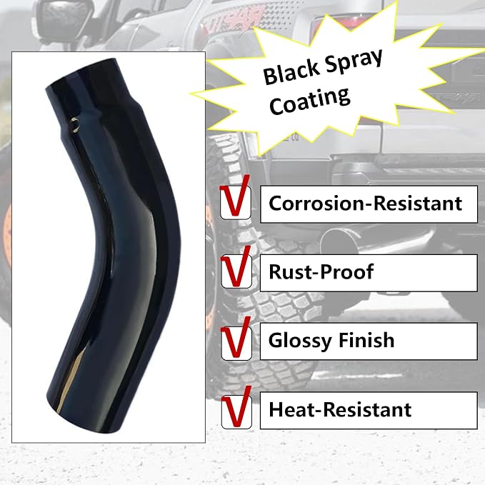 Universal 5" to 6" Exhaust Elbow Pipe with Steel Clamp - Silver Chrome or Black Painted for Car, Truck & Diesel