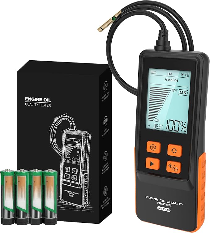 Engine Oil Tester Gasoline & Diesel Engine Oil Quality Tester, 50-Inch Extended Probe Engine Oil Analyzer with 2.8" LCD, Fast Respons for Vehicles Motorcycle