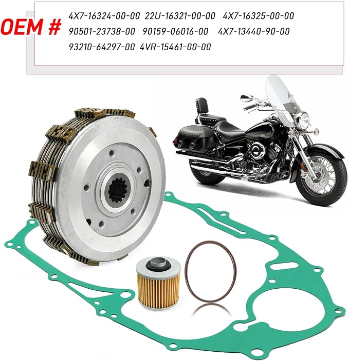 Clutch & Gasket Kit Compatible with Yamaha V Star 650 XVS650 1998-2016