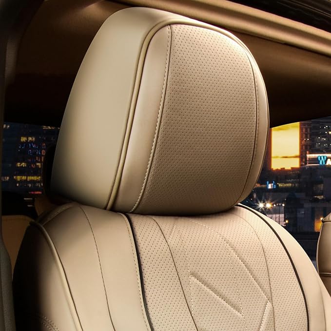 Touring Series Leatherette Front Row Set Seat Covers Universal for Cars Trucks SUV, Beige, CA-SC-Touring-F-BE