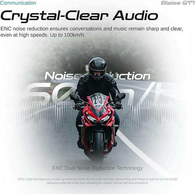 Blaise GT1 Motorcycle Helmet Bluetooth Headset Intercom 2 Riders Music Share Helmet Communication System IPX6 Waterproof (Upgraded-Violet)