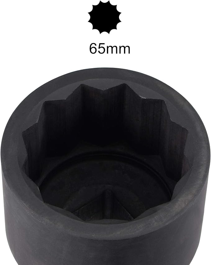 uxcell 1-Inch Drive 65mm 12-Point Impact Socket, CR-MO Steel 97mm Length, Standard Metric Sizes