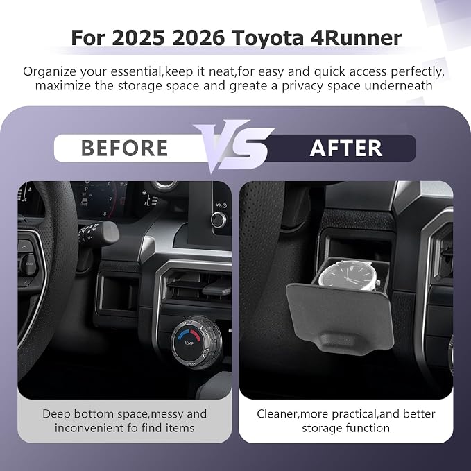 LUWU Upgrade Storage Drawer Tray Compatible with 2024 2025 2026 Toyota Tacoma & 2025 2026 Toyota 4Runner Accessories Center Console Organizer Wheel Cubicle Extra Storage for Keys Coins Card
