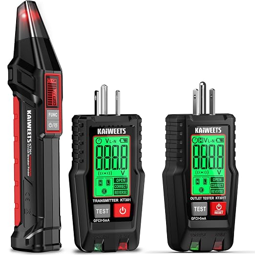 KAIWEETS Circuit Breaker Finder with LCD Display KT301P and KAIWEETS GFCI Outlet Tester with LCD Display KT301T