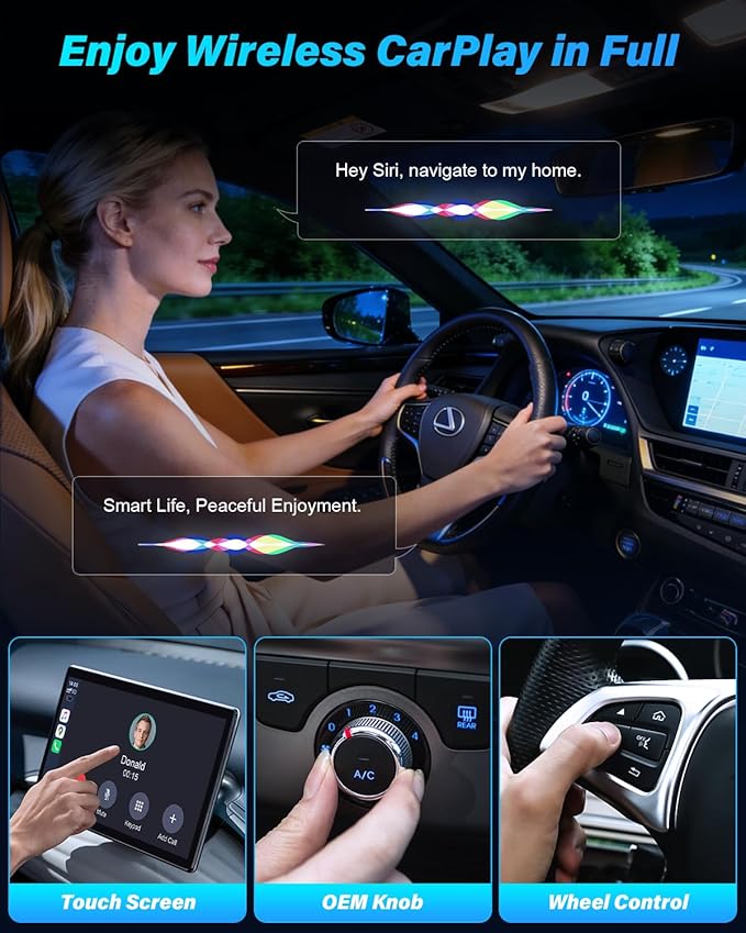 Mini Wireless Carplay Adapter for Apple iPhone & Android Auto Wireless Adapter, Fast and Smooth Converts Wired to Wireless, Plug & Play, Zero delay, (iOS 10+, Android 11+, 2016+ Cars)