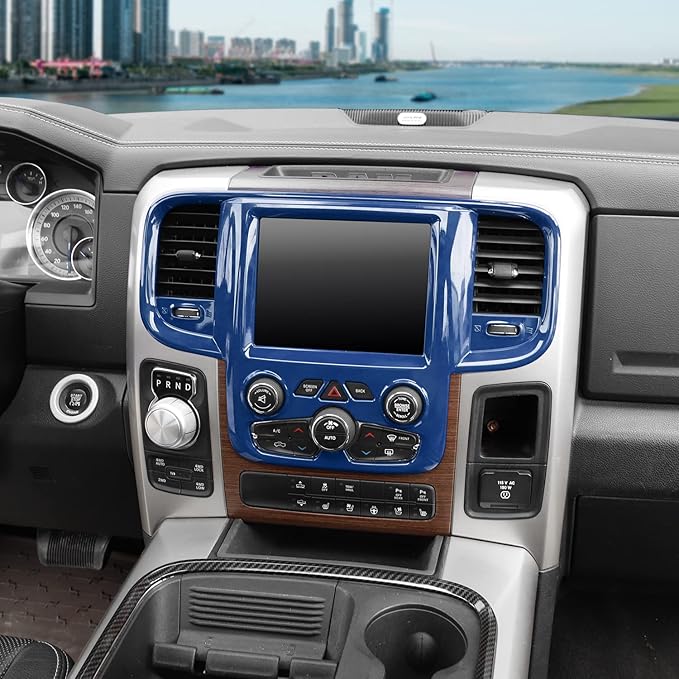 RT-TCZ Center Console Navigation GPS Panel Trim Cover Decoration Sticker Interior Accessories for Dodge Ram 2011-2017 (Blue)