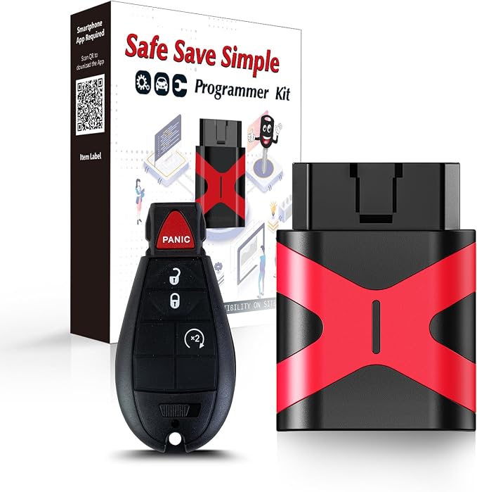 Programmable Keyfob, Replacement Car Keys Fob and DIY Programmer Kit for 2013-2017 Dodge RAM 1500 2500 3500 Remote GQ4-53T
