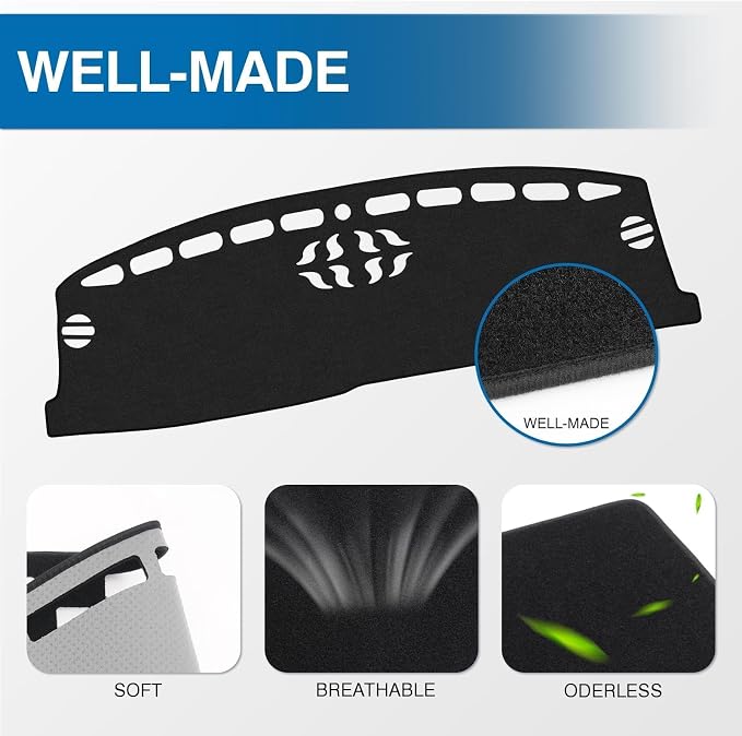 KUST Black Dash Cover for 2020-2025 2026 Ford Escape (NO HUD) Left Hand Driving Dashboard Cover Non-Slip Interior Accessories for Ford Escape Custom Fit Dash Mat Sunshade Windshield No Glare