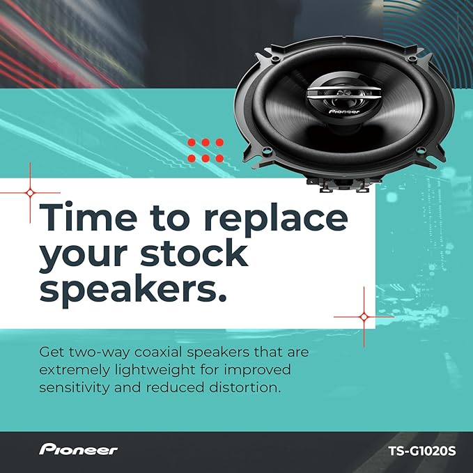 PIONEER G-Series TS-G1020S 4” 2-Way Speakers (Pair) – 210W Max, Crisp Highs + Clear Vocals, Great Stock Replacement, High-Efficiency Speaker Designed for OEM Power