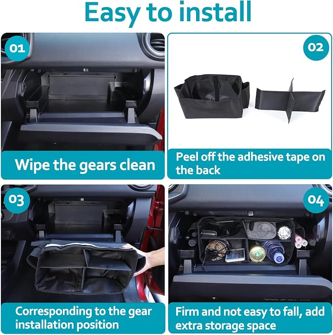 CHEAYAR Glove Box Dividers Organizer Compatible with Toyota Tacoma 2016 2017 2018 2019 2020 2021 2022 2023, Insert Compartment Center Console Tray Secondary Storage Accessories (Glove box bag)