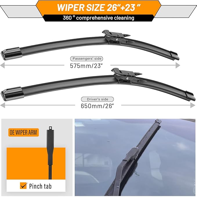 AUTOBOO 26"+23" Windshield Wiper Blade for Toyota Tundra 2007-2021 Sequoia 2008-2020 2021 2022-Original Replacement Factory Quality
