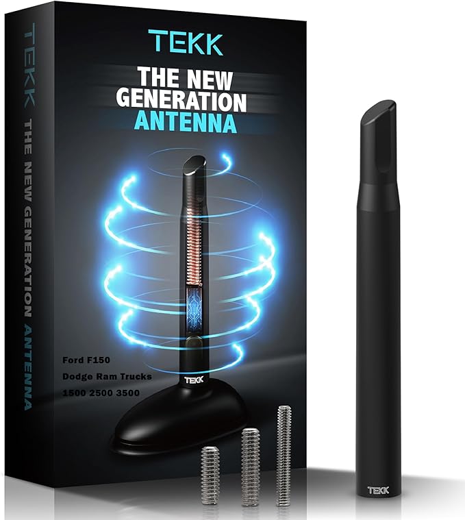 TEKK Short Antenna Compatible with Ford F150 1998-2026/2009-2026 Dodge Ram Trucks 1500 2500 3500 / Designed for Optimized FM/AM Reception / 4.8 Inches