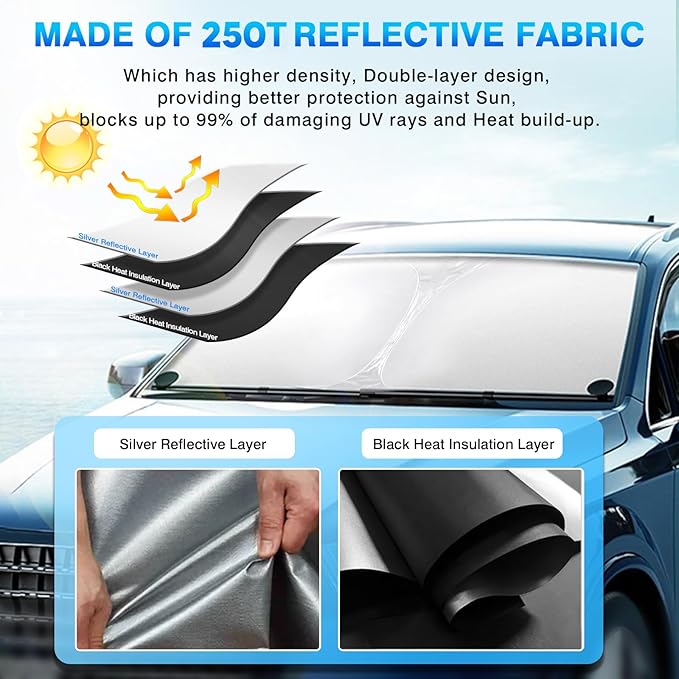 KUST Windshield Sun Shade for 2019-2025 2026 Nissan Altima Accessories, Custom Fit Car Front Sun Visor Window Shade Protector Foldable Blocks UV Rays Keep Car Cooler