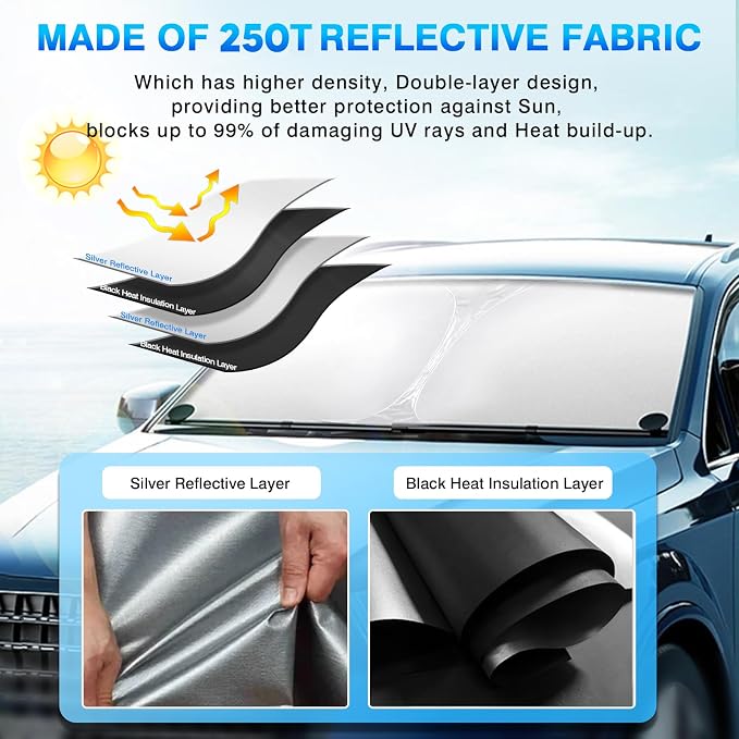KUST Windshield Sun Shade for 2016-2022 Lexus RX 350 450h Accessories Sunshade Window Sun Visor Protector Foldable Blocks UV Rays Keep Your Car Cooler