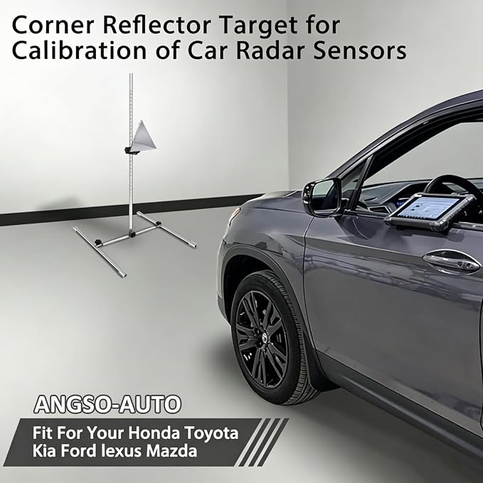 ADAS Calibration Tool Kit Compatible with Honda Toyota Kia Ford ADAS Radar Aiming Calibration Tool,Post with 0-30 Centimeter Scale,Corner Reflector Target with Billet Aluminum Stand