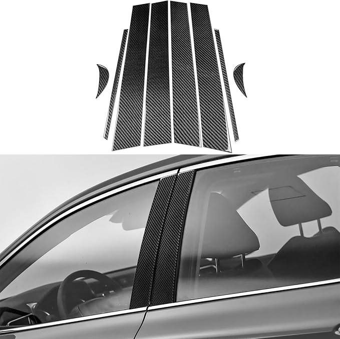NVCNX Real Premium Carbon Fiber for Toyota Camry Accessories 2018-2024 2019 2020 2021 2022 2023 SE/LE/XSE/XLE/SE Nightshade/L/TRD Gas Hybrid Car Window B C Pillar Post Cover Exterior Trim Sticker 8PCs