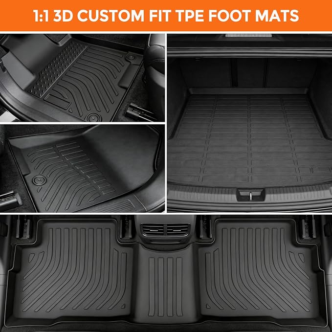 Floor Mats for Kia Sportage Hybrid 2023-2026 (Only for HEV, Not for PHEV or Fuel), Custom Fit Heavy Duty TPE All Weather Protection, Waterproof Non-Slip Black (Two-Row Floor Mats & Cargo Liner)