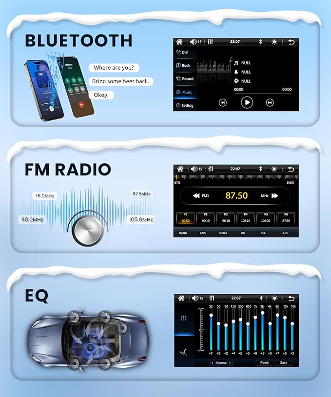 Rimoody Single Din Car Stereo with Wireless Carplay & Android Auto, 9 Inch Touchscreen Car Audio Receiver, Mirror Link, Bluetooth Handsfree/FM/, Backup Camera, SWC, USB/Type-C, EQ, Remote Control