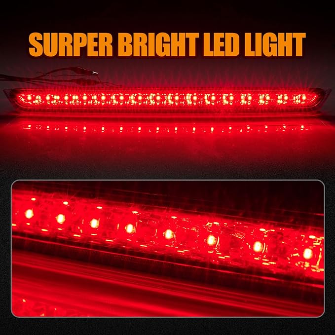 Third 3rd Brake Light LED for 2007-2014 Chevy Tahoe Suburban/GMC Yukon, High Mount Rear Brake Lights Assembly for 07-14 Yukon XL, Waterproof Center Cab Lamp Stop Light (Clear)
