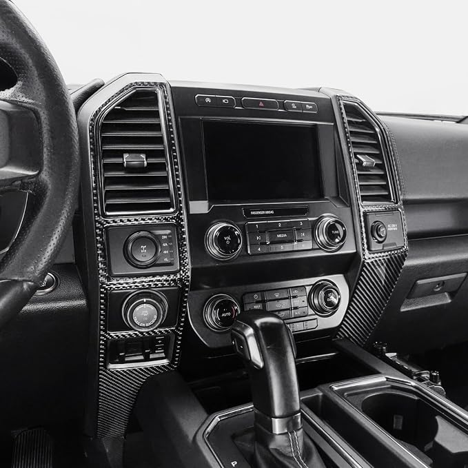 BETTERHUMZ Air Conditioning CD Control Panel Display Screen Outlet Trim Compatible with Ford F150 Raptor 2015-2020 Carbon Fiber
