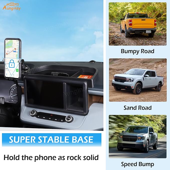 Aunginsy Center Console Dash Storage Tray Compatible with Ford Maverick 2022 2023 2024 Dashboard Multi-Functional Phone Holder Storage Box Organizer Tray Insert with Mobile Phone Mount Accessories