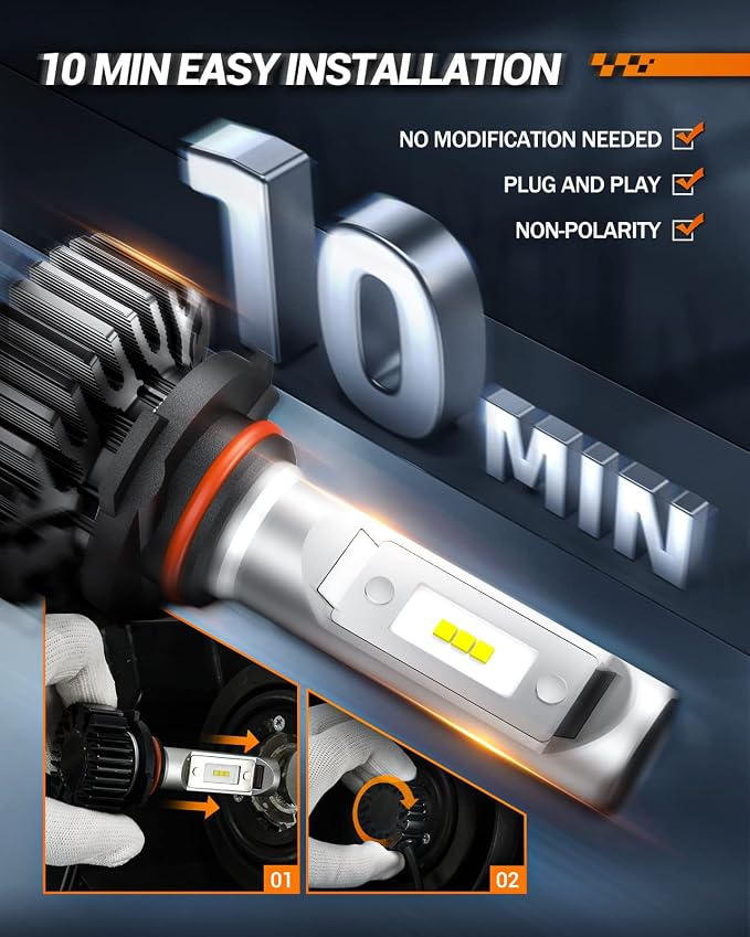 SEALIGHT 9006/HB4 Fog Bulbs or 9006 Fog Light, 40,000LM Super Bright 9006 Powersport Bulbs, 9006 White Light, Powersport Fog Light, Plug-and-Play, Pack of 2