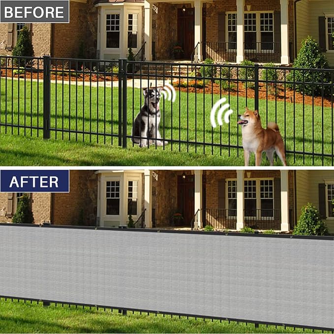 Windscreen4less Privacy Fence Screen Heavy Duty Windscreen Fencing Mesh Fabric Shade Net Cover with Brass Grommtes for Outdoor Wall Garden Yard Pool Deck, 8'x238' Light Gray